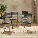 Lot de 4 chaises de jardin acier, 4 places, anthracite, Amelia, L44 x P52 x H79cm  Photo1