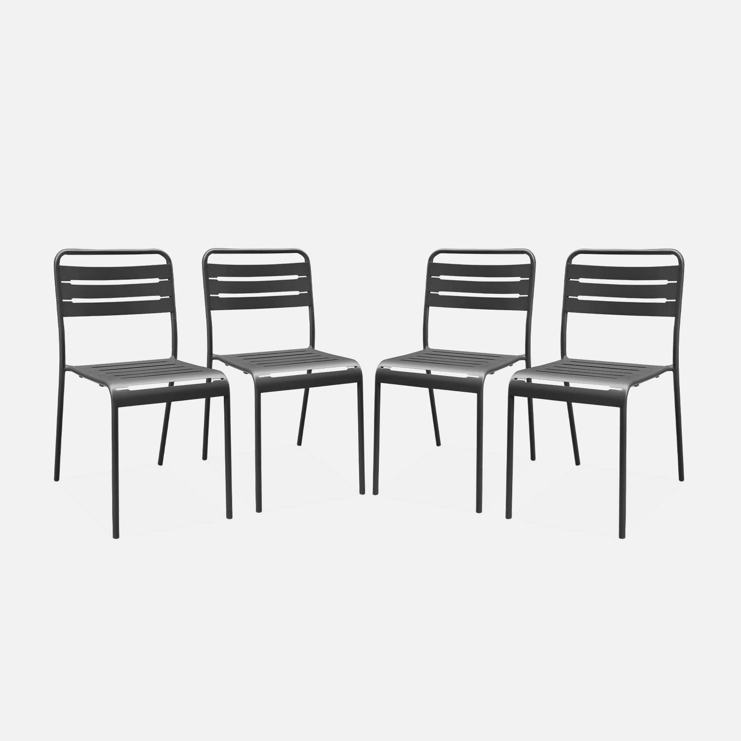 Lot de 4 chaises de jardin acier, 4 places, anthracite, Amelia, L44 x P52 x H79cm  Photo3