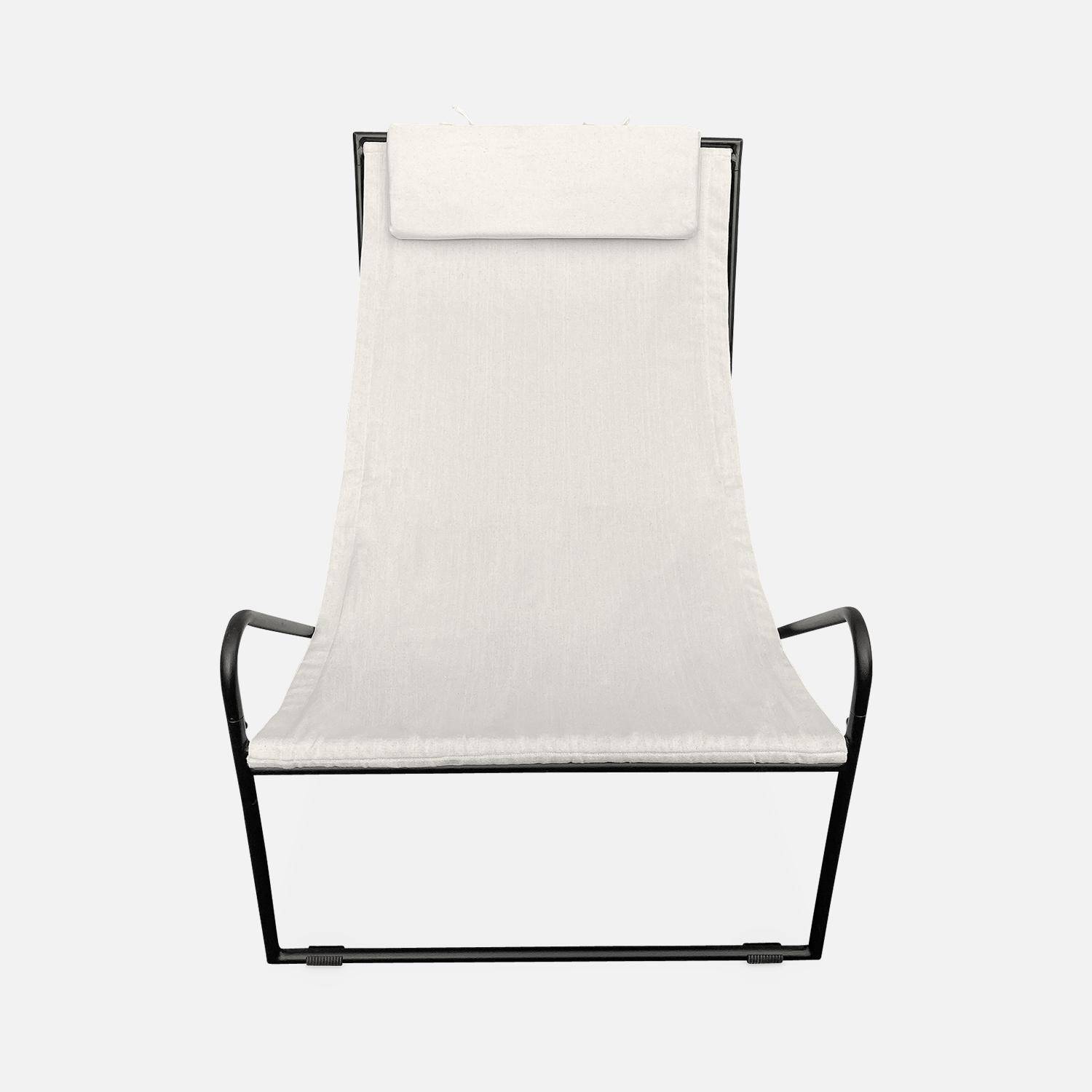 Juego de 2 sillones reclinables con estructura de metal, asiento y reposacabezas de tela  Photo6
