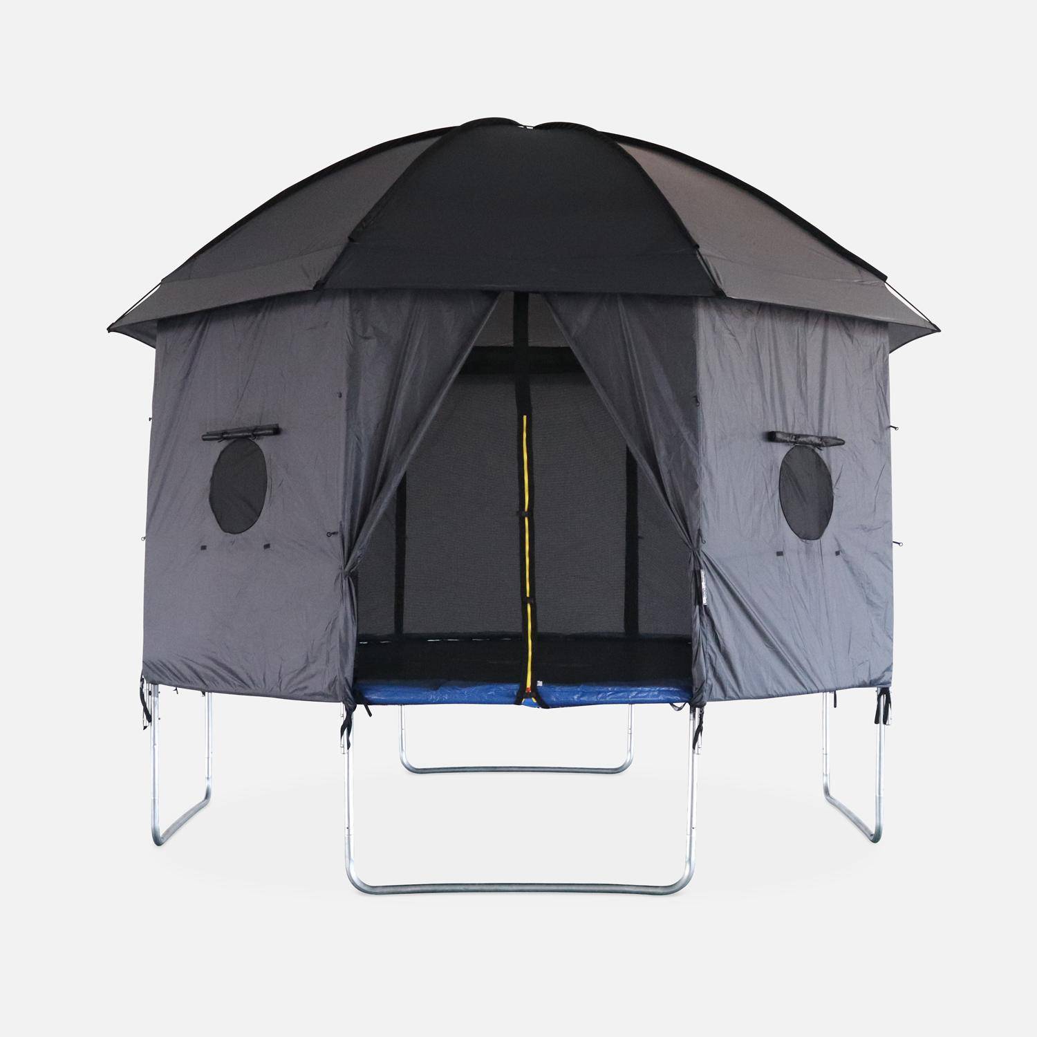 Trampoline 370cm bleu avec pack d'accessoires + Tente de camping avec sac de transport Photo4
