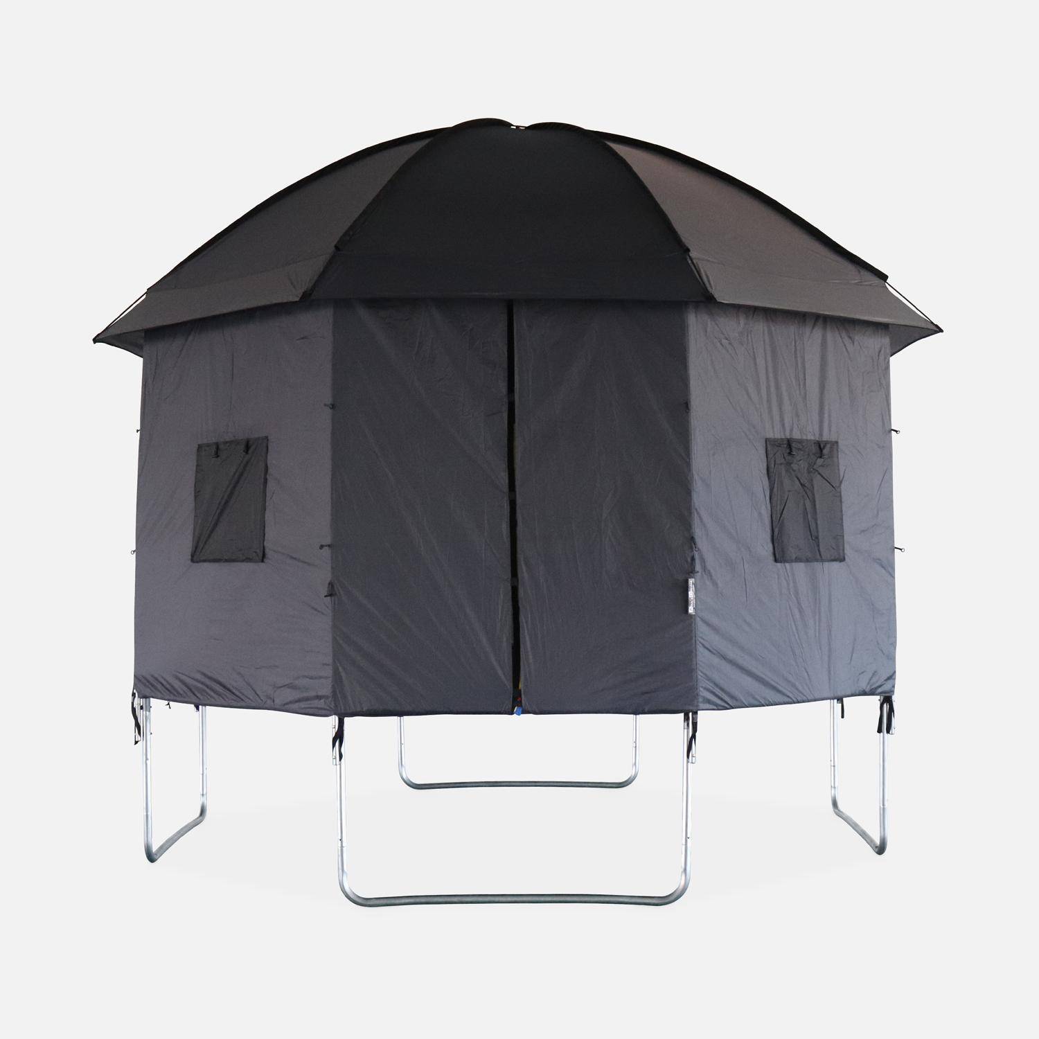 Trampoline 370cm bleu avec pack d'accessoires + Tente de camping avec sac de transport Photo5