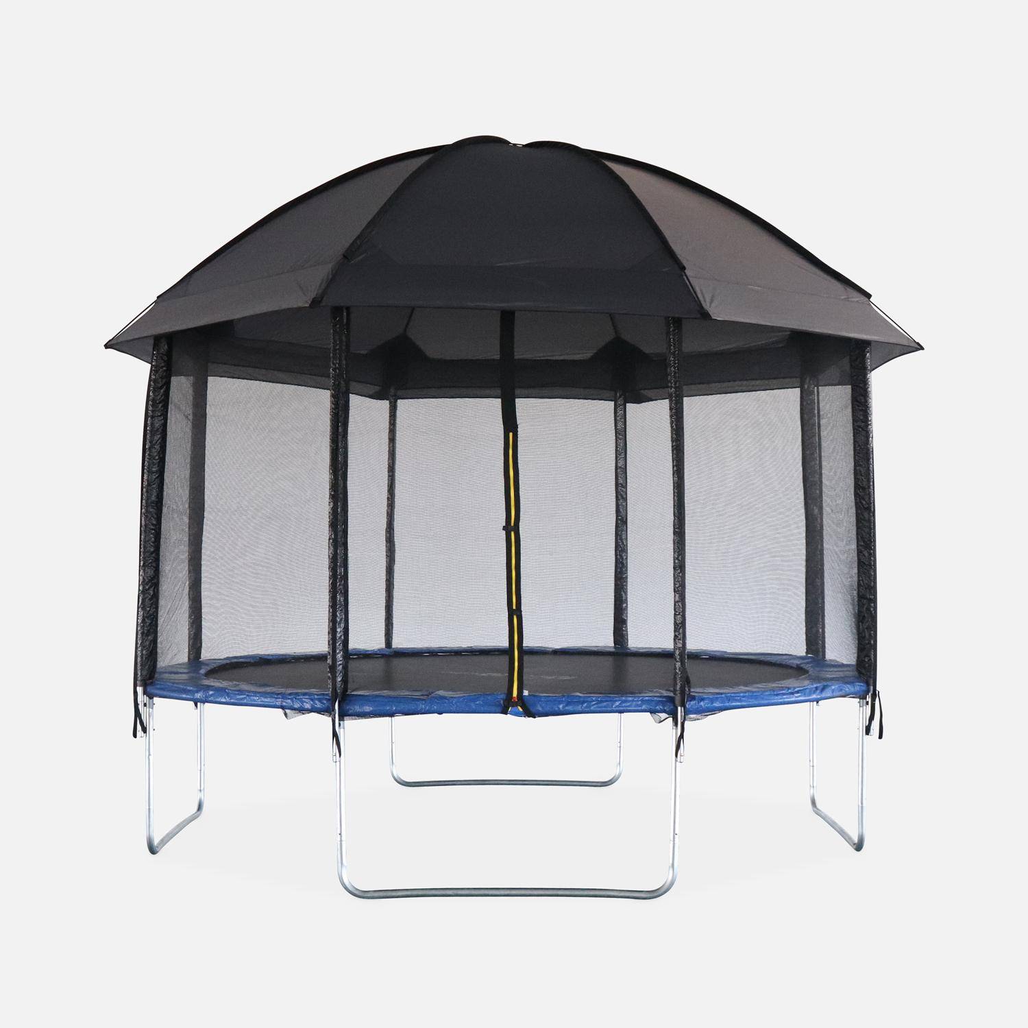 Trampoline 370cm bleu avec pack d'accessoires + Tente de camping avec sac de transport Photo6