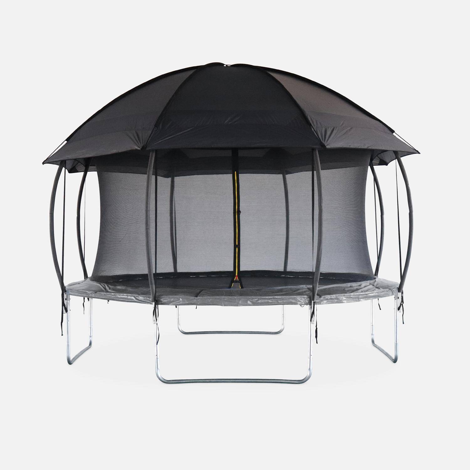 Trampoline 370cm filet intérieur avec pack d'accessoires + tente de camping avec sac de transport Photo6
