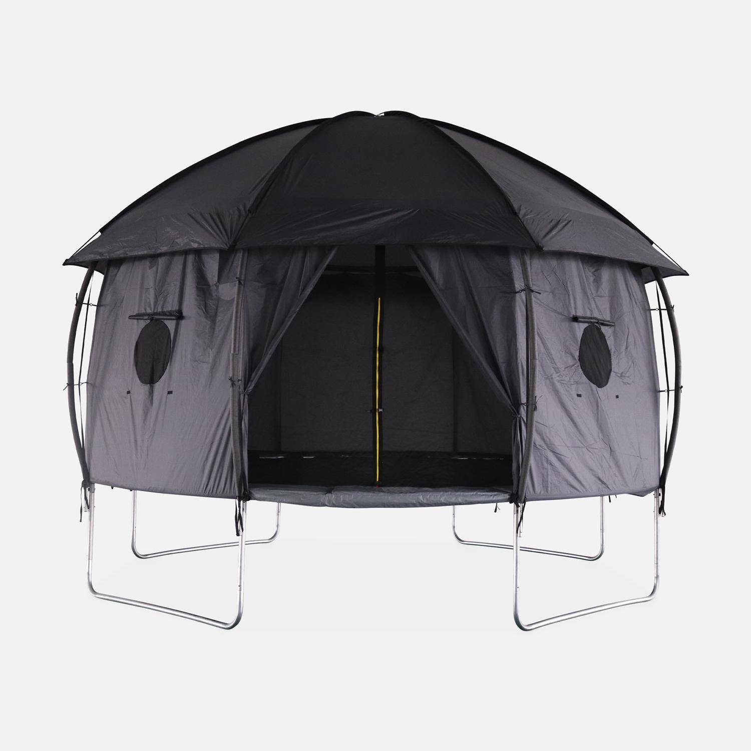 Trampoline 370cm filet intérieur avec pack d'accessoires + tente de camping avec sac de transport Photo4