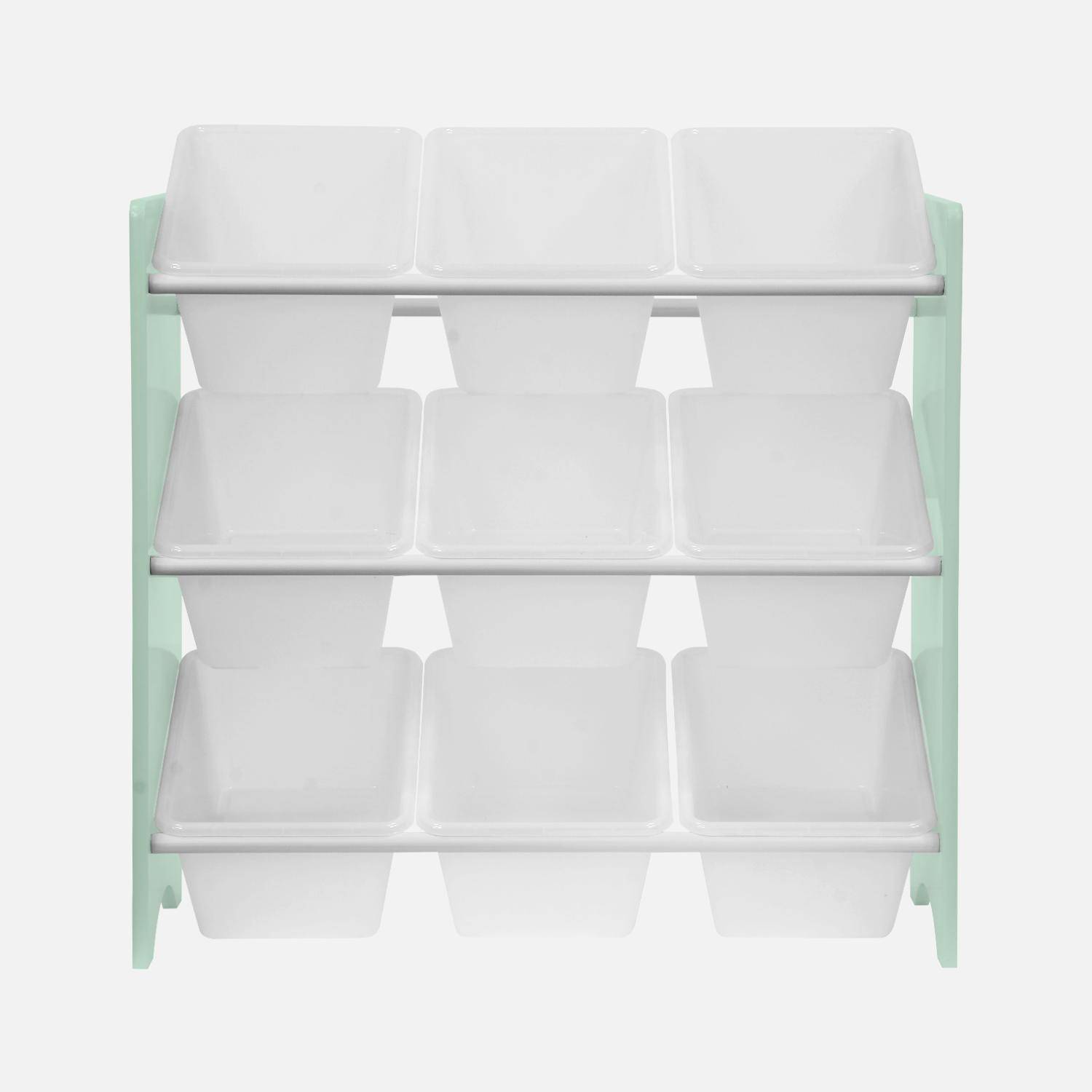 Mueble de almacenaje infantil con 9 compartimentos, verde celadón - Tobias - MDF decoración madera natural, 64x29.5x60cm Photo4