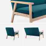 Banquette et fauteuil scandinave en bois et tissu bleu pétrole L 114 x l 69,5 x H 73cm Photo5