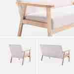 Banquette et fauteuil en bois et tissu crème, Isak, L 114 x l 69,5 x H 73cm Photo6