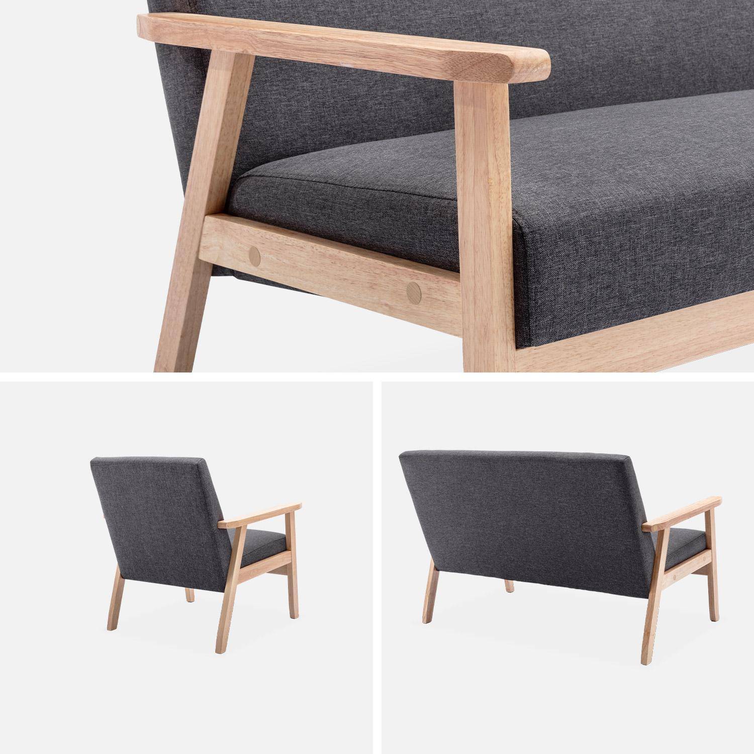 Banquette et fauteuil en bois et tissu gris foncé, Isak, L 114 x l 69,5 x H 73cm Photo5