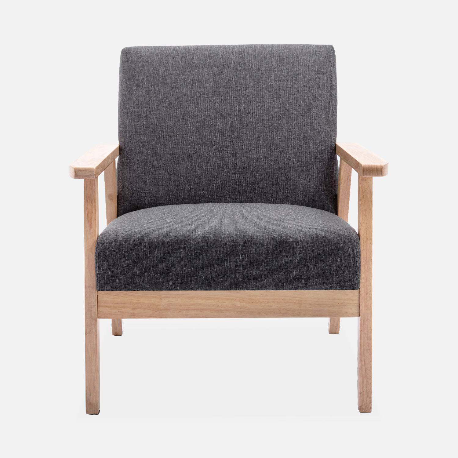 Banquette et fauteuil en bois et tissu gris foncé, Isak, L 114 x l 69,5 x H 73cm Photo4