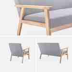Banquette et fauteuil en bois et tissu gris clair, Isak, L 114 x l 69,5 x H 73cm Photo6