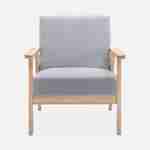 Banquette et fauteuil en bois et tissu gris clair, Isak, L 114 x l 69,5 x H 73cm Photo5