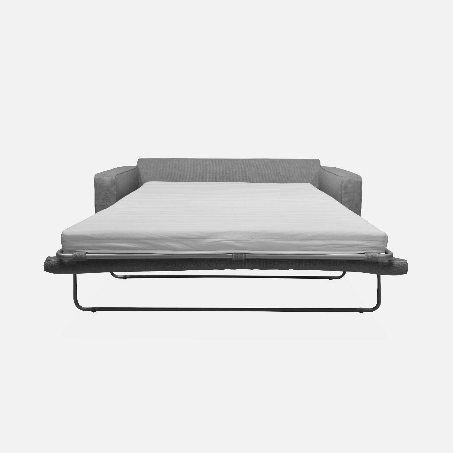 Canapé lit 3 places gris clair avec matelas 12cm d'épaisseur, fabriqué en France  Photo8