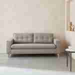 Canapé lit 3 places beige / lin avec matelas 12cm d'épaisseur, fabriqué en France  Photo1
