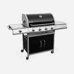 Barbecue gaz inox 17kW - Richelieu noir - Barbecue 5 brûleurs dont 1 feu latéral, côté grill et côté plancha Photo3