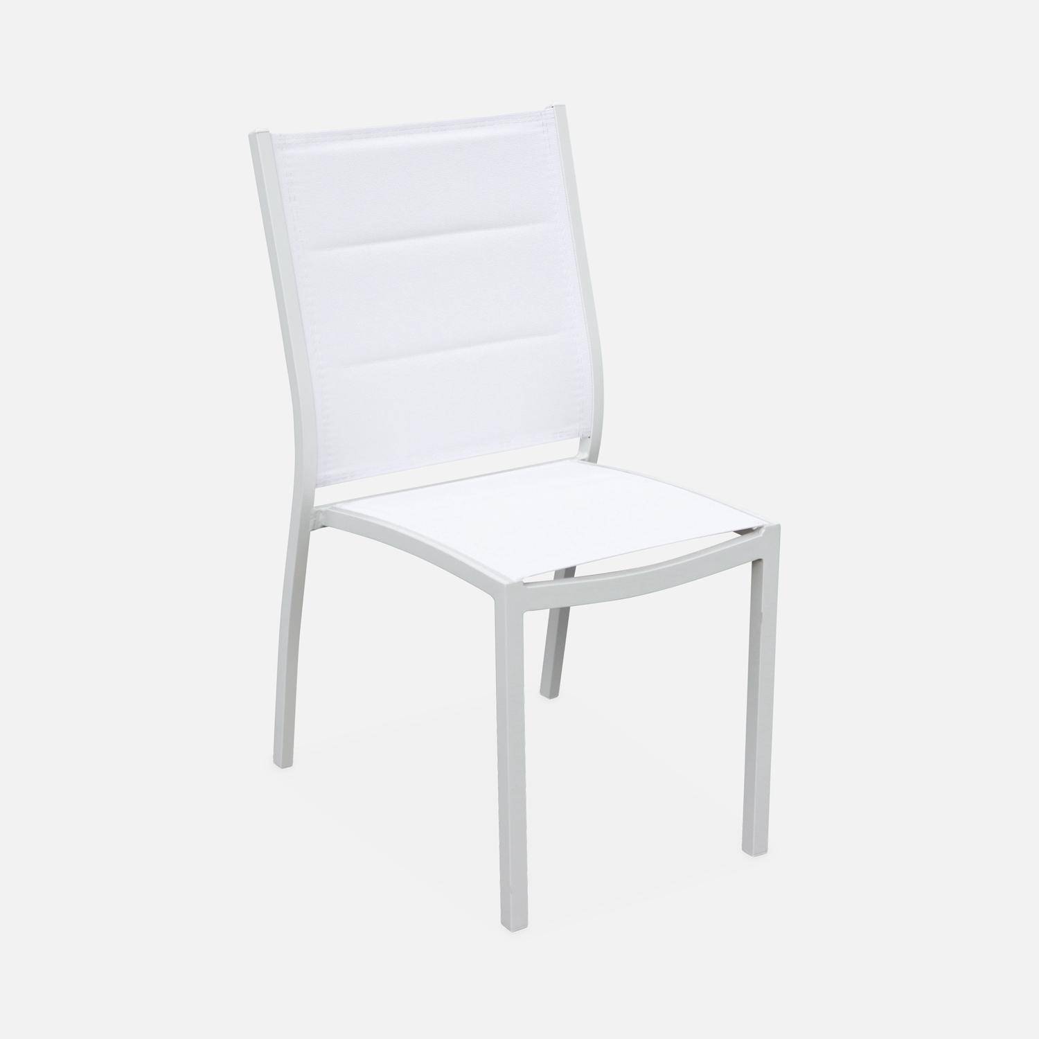 Gartengarnitur - Chicago Weiß / Weiß- Ausziehbarer Tisch175/245 cm mit Verlängerung und 8 Sitzen aus Textilene Photo7