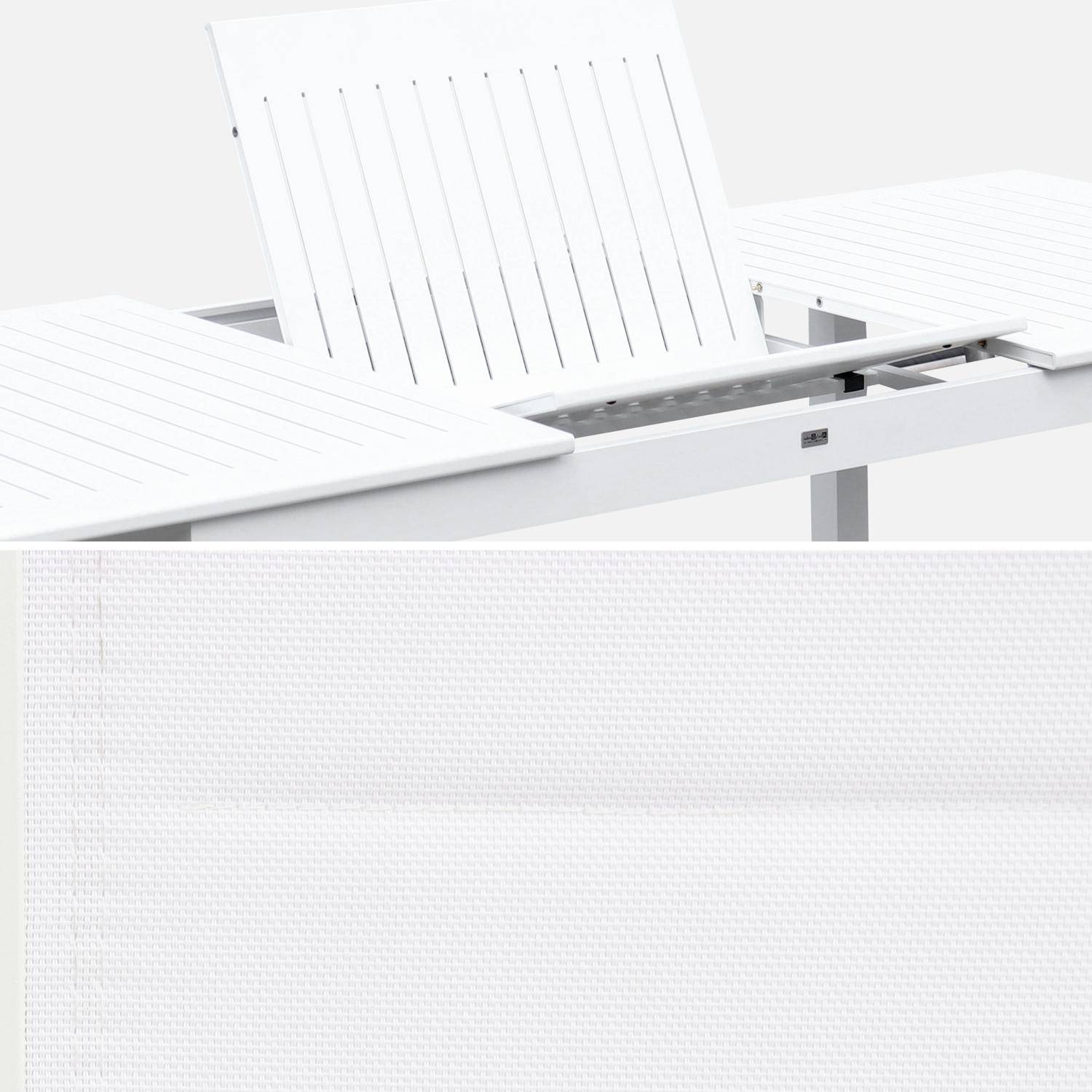 Salon de jardin - Chicago Blanc / Blanc - Table extensible 175/245cm avec rallonge et 8 assises en textilène Photo8