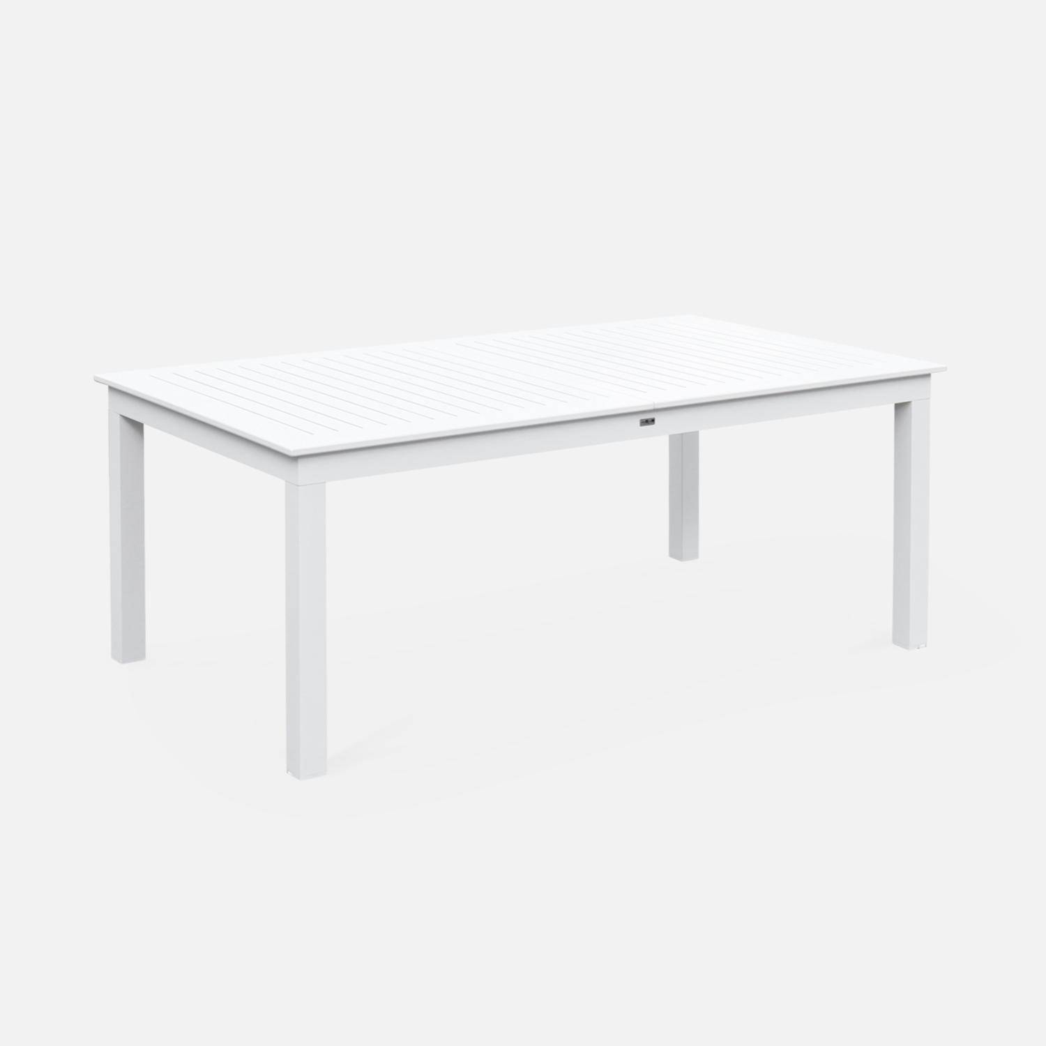 Salon de jardin - Chicago Blanc / Blanc - Table extensible 175/245cm avec rallonge et 8 assises en textilène Photo9