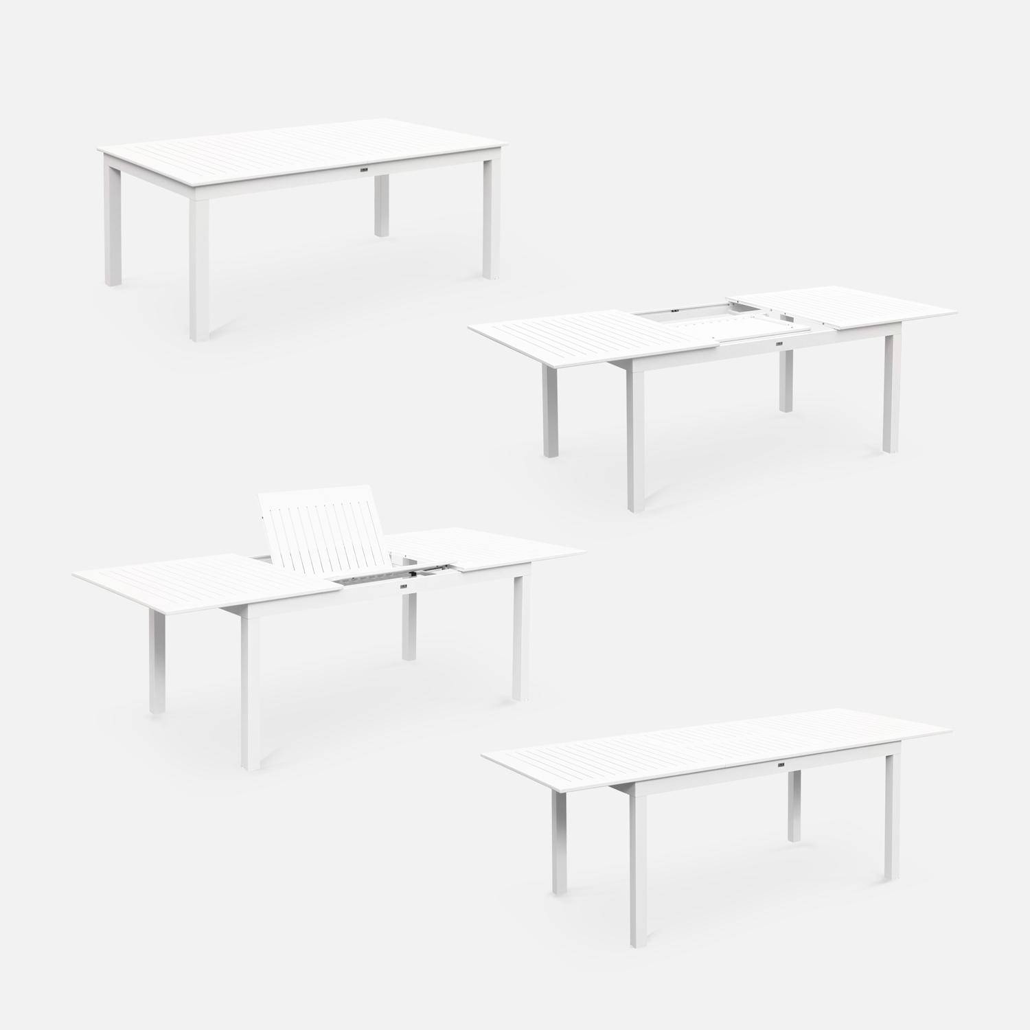 Salon de jardin - Chicago Blanc / Blanc - Table extensible 175/245cm avec rallonge et 8 assises en textilène Photo7