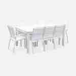 Salon de jardin - Chicago Blanc / Blanc - Table extensible 175/245cm avec rallonge et 8 assises en textilène Photo5