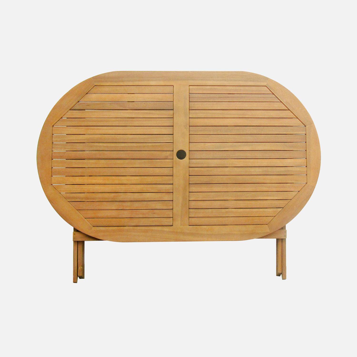 Table de jardin pliable en bois d'acacia, forme ovale avec  6 chaises Photo8