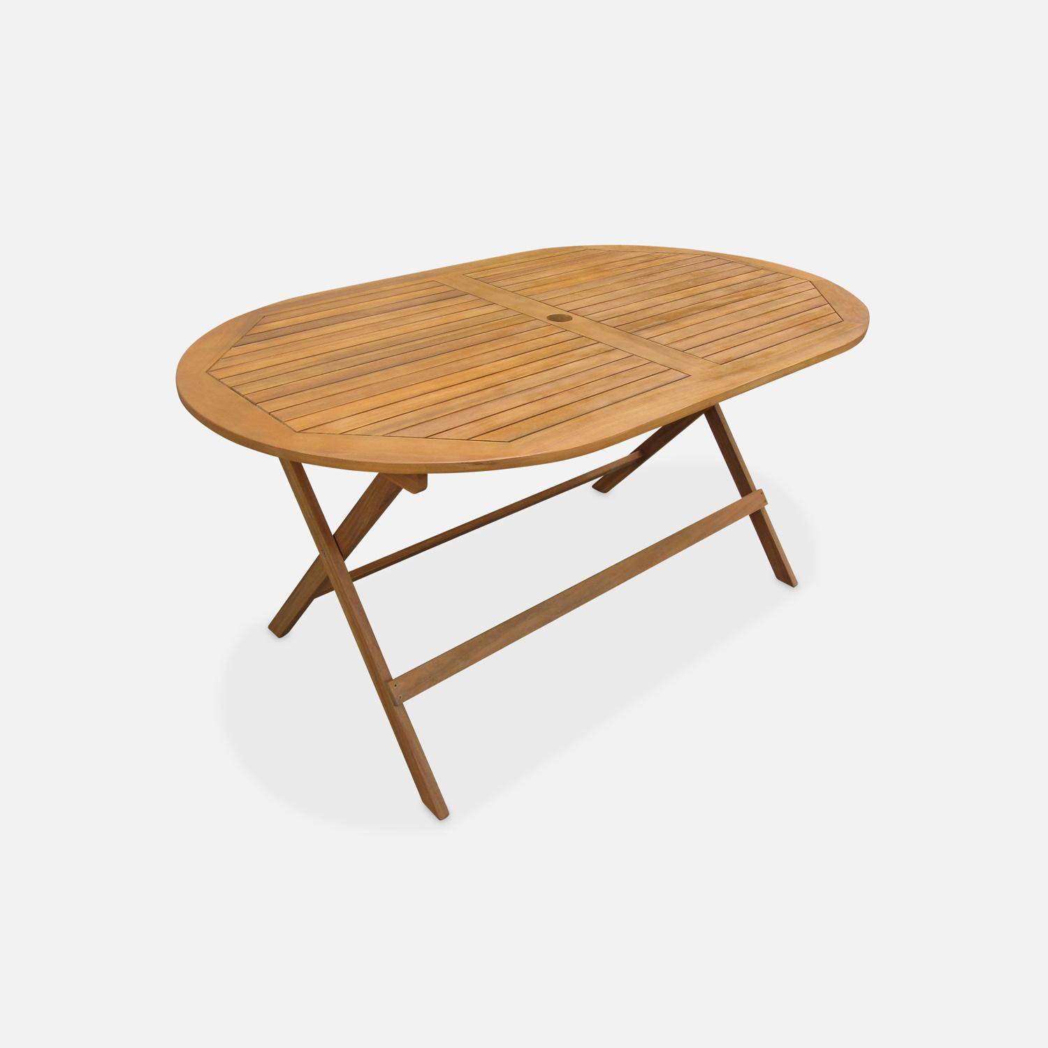 Table de jardin pliable en bois d'acacia, forme ovale avec  6 chaises Photo4