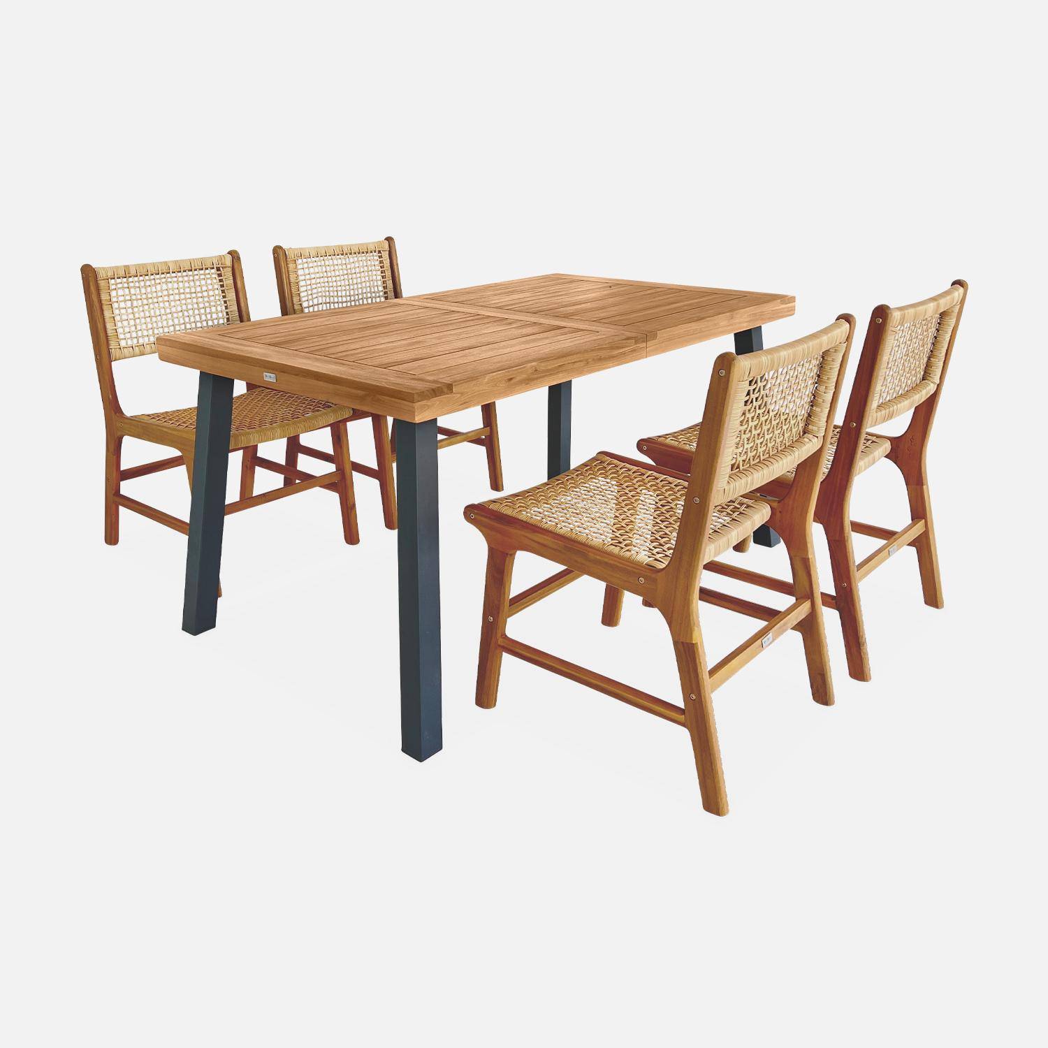 Table intérieur / extérieur Santana en bois et métal 6 places, 150cm Photo4