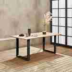 Table intérieur / extérieur en bois 180cm, 6 places, bois d'acacia et structure en acier noir Photo2