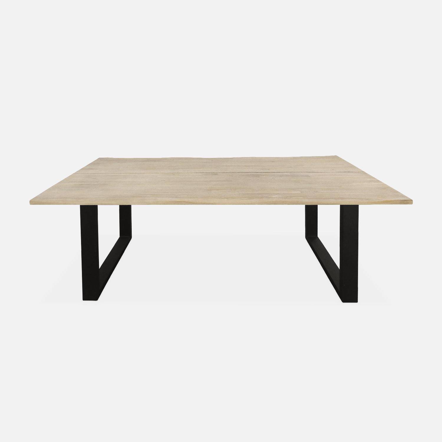 Table intérieur / extérieur en bois 180cm, 6 places, bois d'acacia et structure en acier noir Photo2