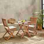 Gartentisch Bistro quadratisches Rohrgeflecht 2-Sitzer, Akazie FSC hell gebürstetes Holz, 1 Tisch, 2 Stühle 60x60x72 cm. Photo3