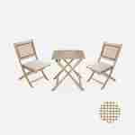 Mesa de jardín bistro con asiento cuadrado de caña para 2, madera de acacia FSC cepillada clara, 1 mesa, 2 sillas 60x60x72 cm Photo4