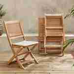 Mesa de jardín bistro con asiento cuadrado de caña para 2, madera de acacia FSC cepillada clara, 1 mesa, 2 sillas 60x60x72 cm Photo2