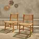 Lot de 2 chaises de jardin Ocara, cannage et bois Photo1