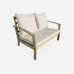Salon de jardin en bois 4 places - Ushuaïa - Coussins beiges, canapé, fauteuils et table basse en acacia, design Photo4