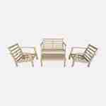Salon de jardin en bois 4 places - Ushuaïa - Coussins beiges, canapé, fauteuils et table basse en acacia, design Photo8