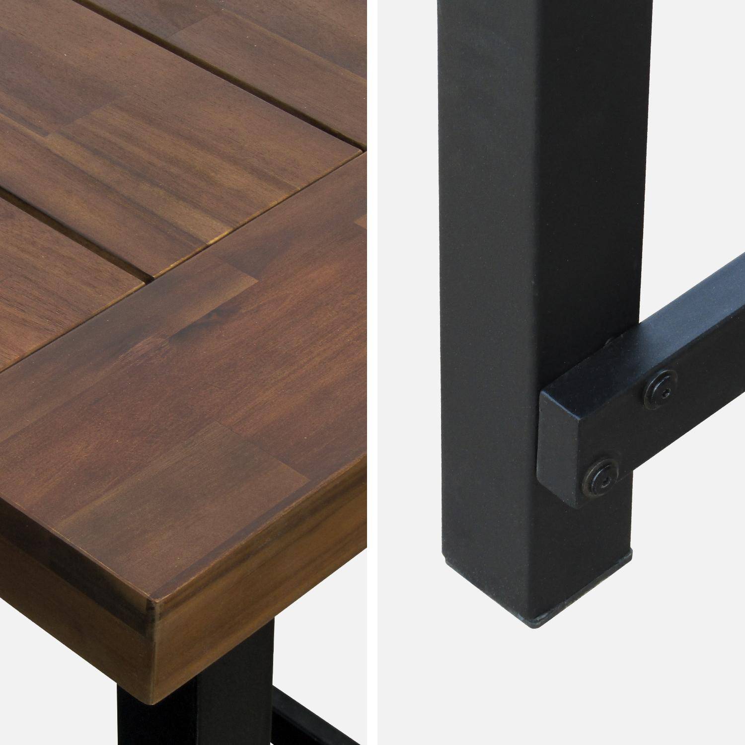 Table intérieur/extérieur en bois foncé, effet noyer et acier galvanisé noir, Fortaleza 190cm, 6-8 places Photo5
