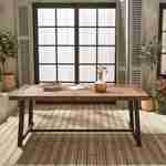 Table intérieur/extérieur en bois foncé, effet noyer et acier galvanisé noir, Fortaleza 190cm, 6-8 places Photo1