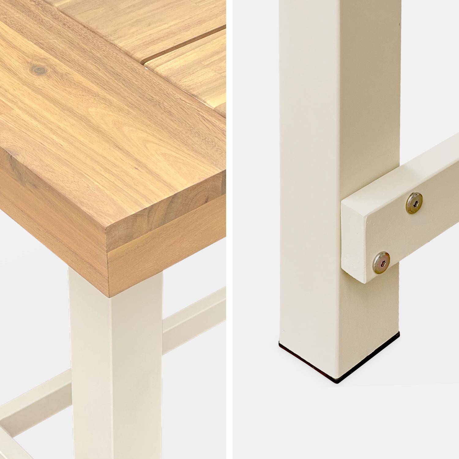 Table intérieur/extérieur en bois clair, effet teck et acier galvanisé ivoire, Fortaleza L190 x P91.5 x H76cm 6-8 places Photo5