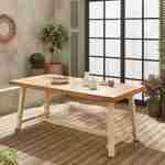 Table intérieur/extérieur en bois clair, effet teck et acier galvanisé ivoire, Fortaleza L190 x P91.5 x H76cm 6-8 places Photo2