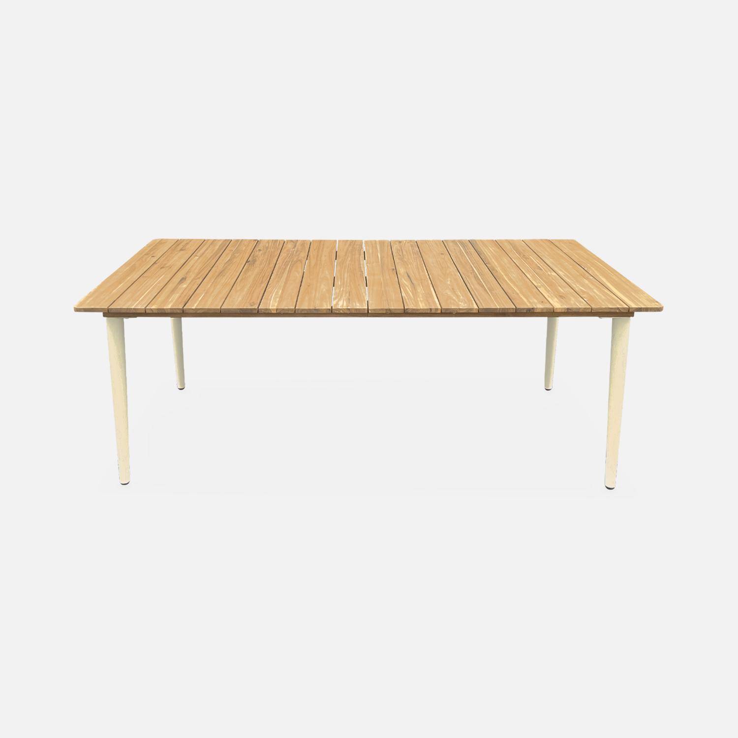 Table de jardin bois d'acacia et acier galvanisé MARINGA, ivoire,  8 places, L200 x P90 x H76cm Photo5