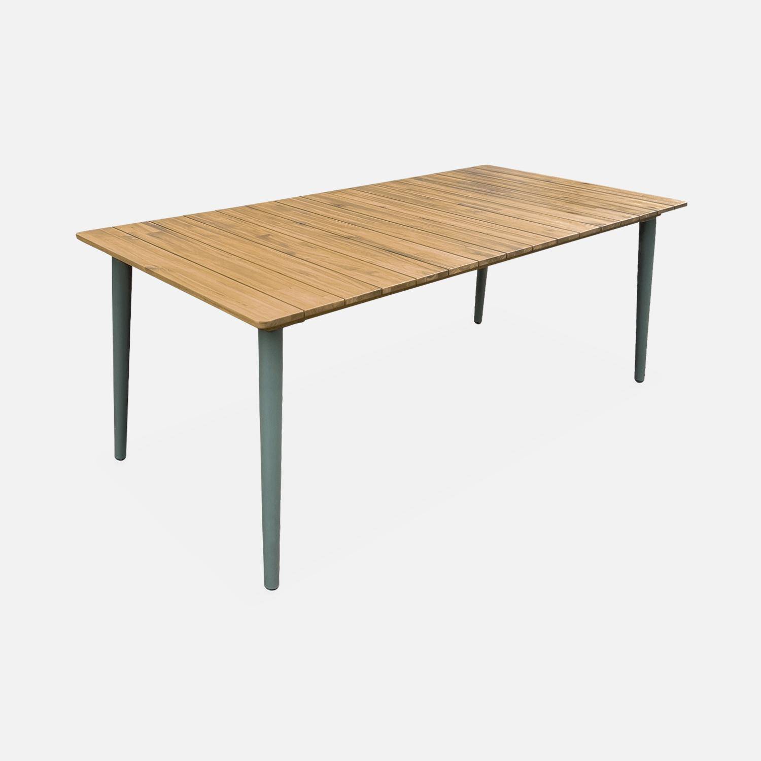 Table de jardin bois d'acacia et acier galvanisé MARINGA, savane,  L200 x P90 x H76cm Photo3