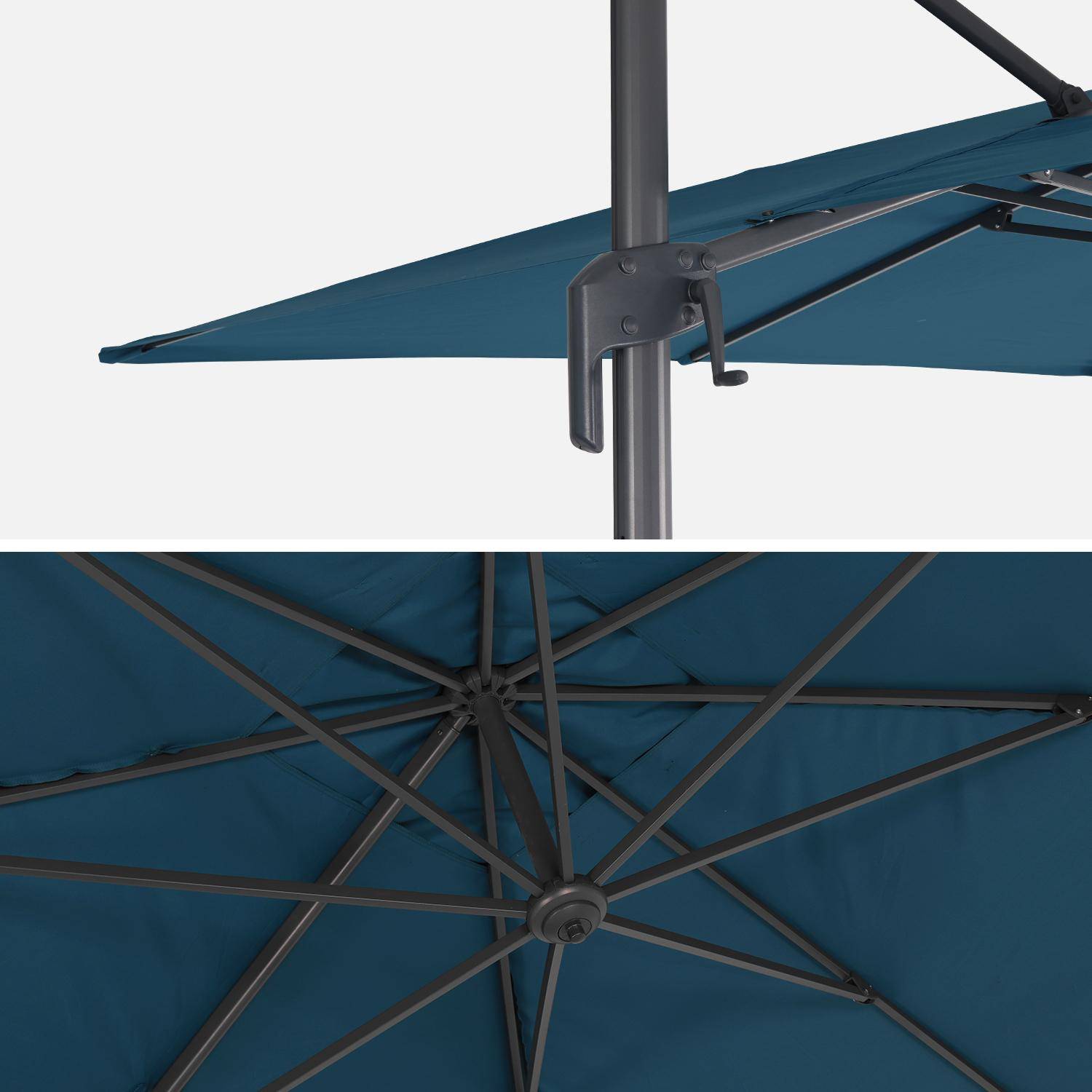 Parasol déporté rectangulaire 3x4m – Antibes – bleu canard – parasol déporté, inclinable, rabattable et rotatif à 360° Photo5