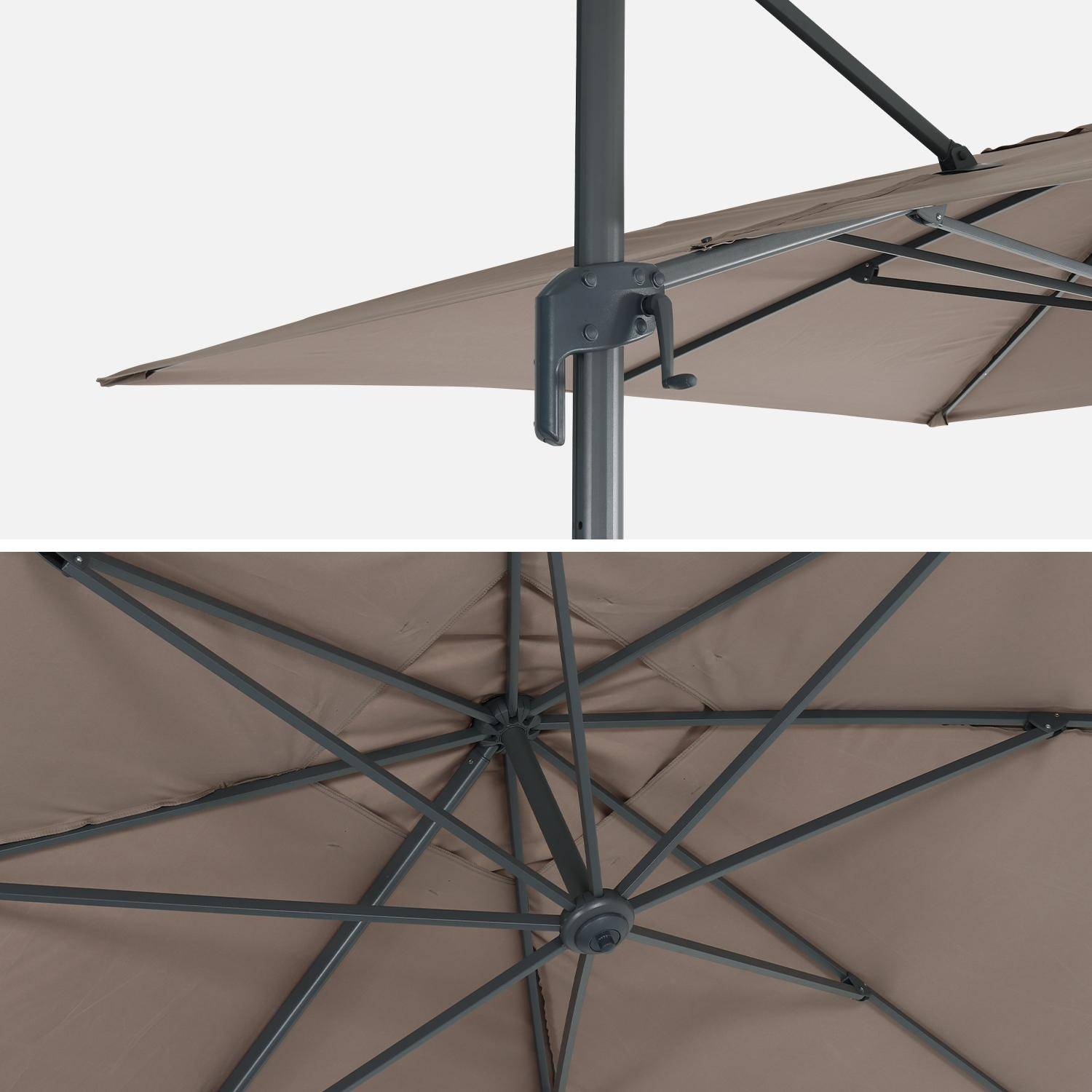 Parasol déporté rectangulaire 3x4m – Antibes – taupe – parasol déporté, inclinable, rabattable et rotatif à 360° Photo5
