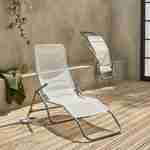 Lot de 2 bains de soleil pliants - Levito blanc - Transats textilène 2 positions, chaises longues Photo2