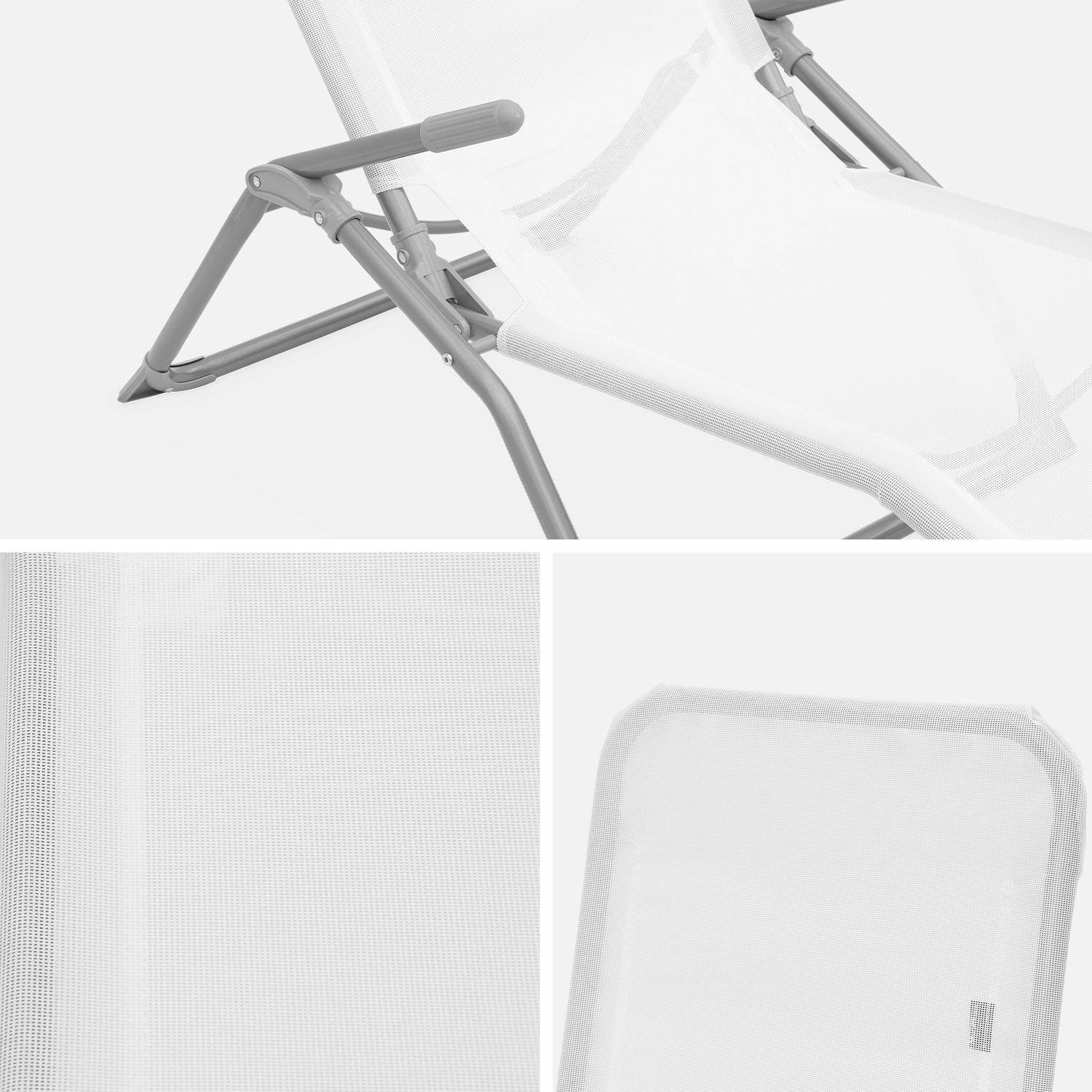 Set mit 2 klappbaren Sonnenliegen - Levito Weiß - Textilene-Liegestühle mit 2 Positionen, Liegestühle Photo4