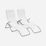 Lot de 2 bains de soleil pliants - Levito blanc - Transats textilène 2 positions, chaises longues Photo3