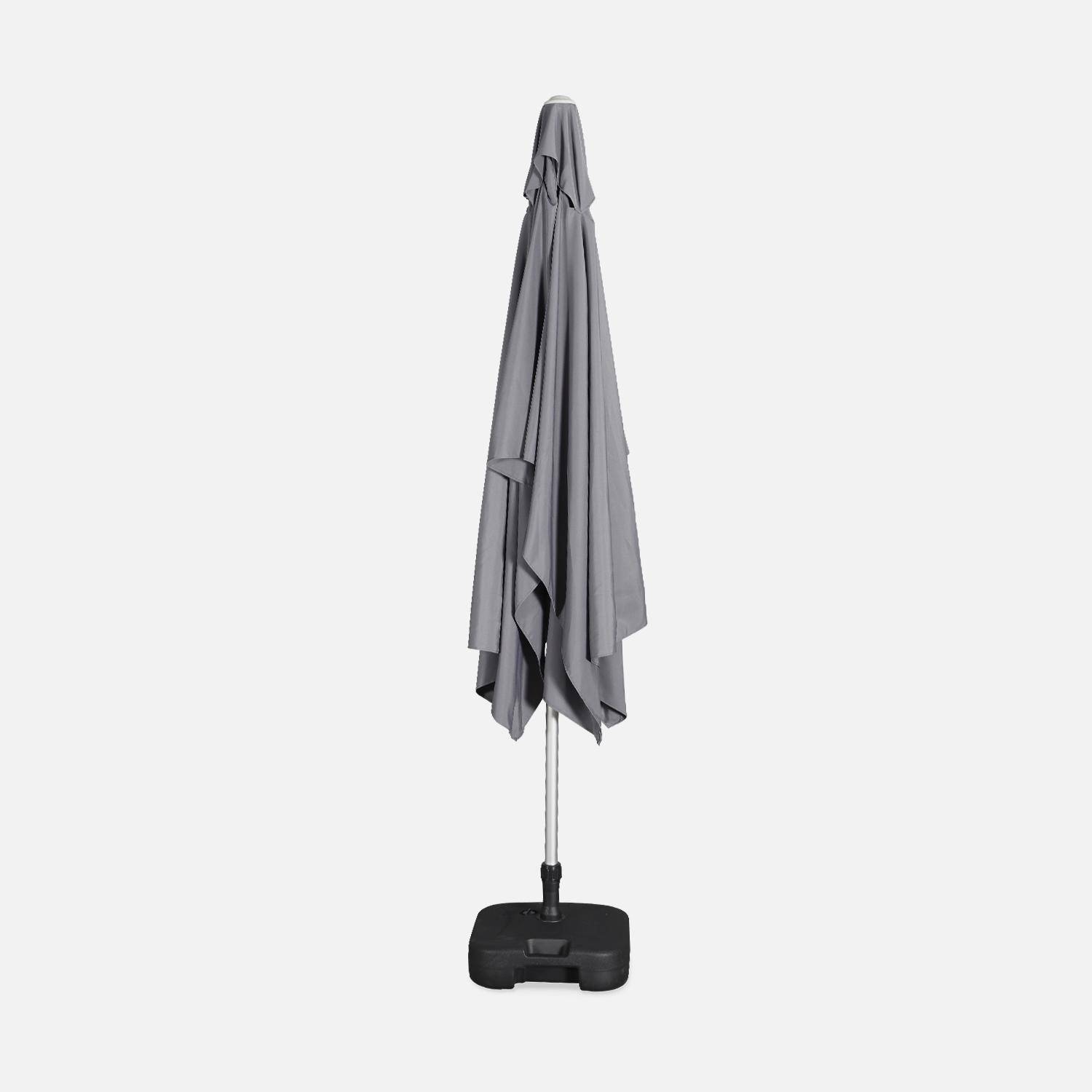 Parasol Wissant, 2x3m, couleur gris, mât central, aluminium anodisé orientable, manivelle d'ouverture  Photo4