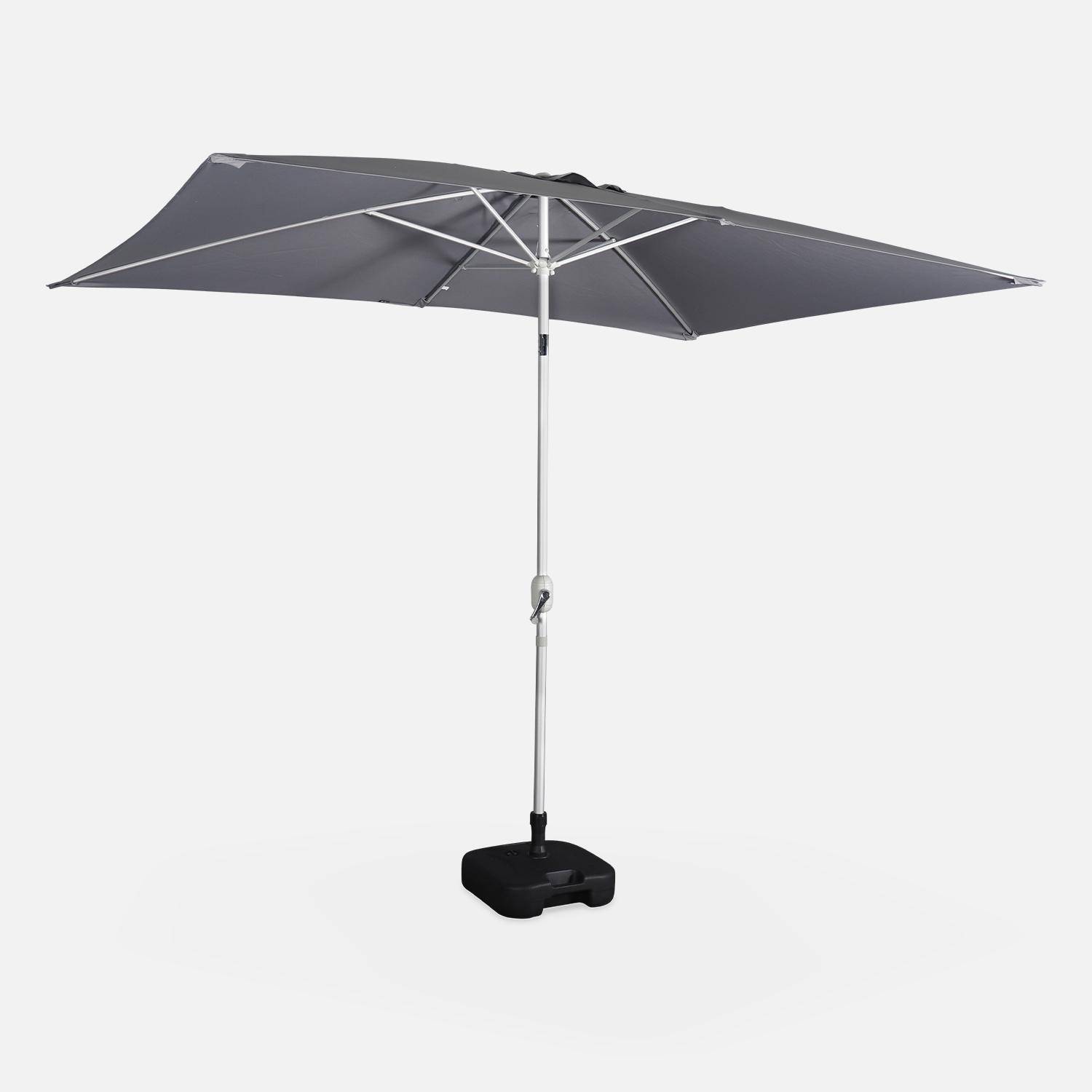 Parasol Wissant, 2x3m, couleur gris, mât central, aluminium anodisé orientable, manivelle d'ouverture  Photo1