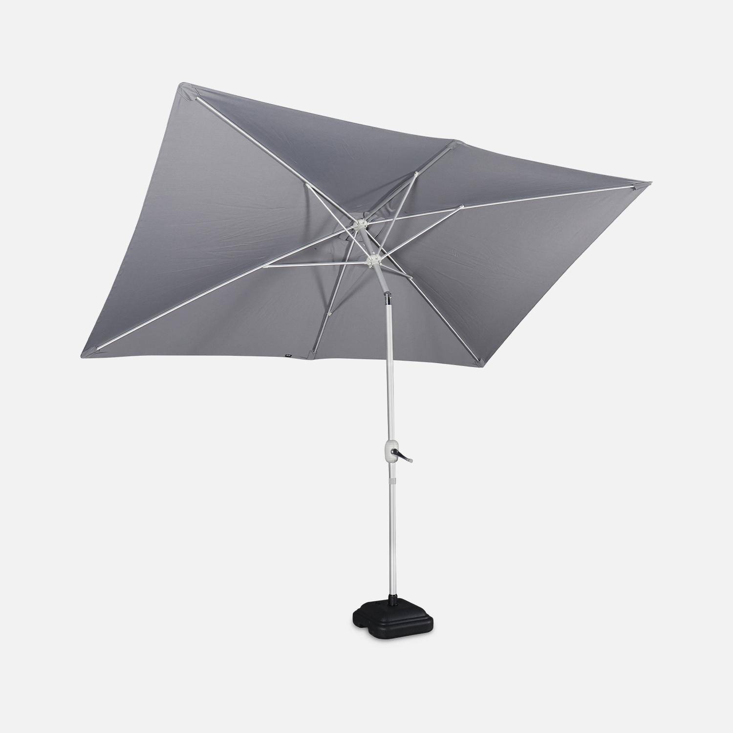 Parasol Wissant, 2x3m, couleur gris, mât central, aluminium anodisé orientable, manivelle d'ouverture  Photo3