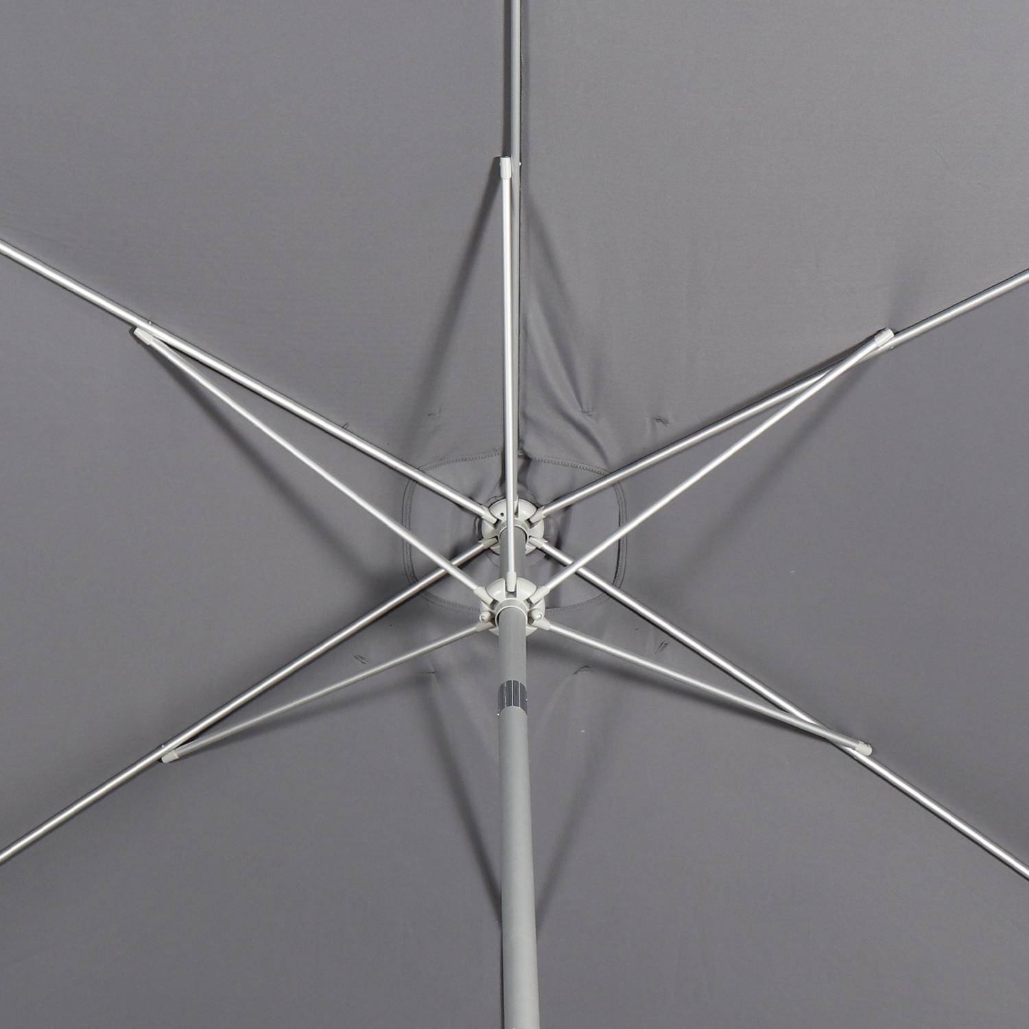 Parasol Wissant, 2x3m, couleur gris, mât central, aluminium anodisé orientable, manivelle d'ouverture  Photo8