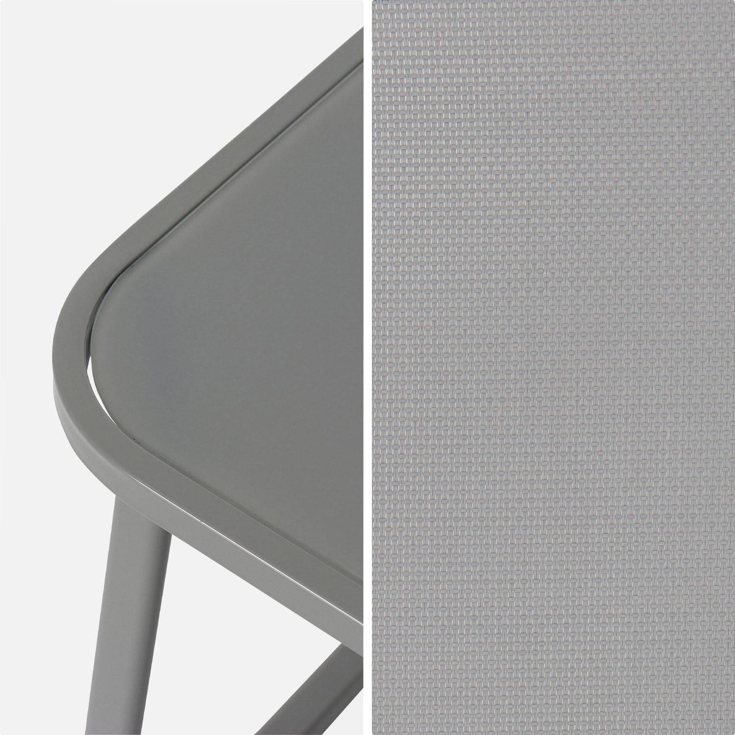 Mobiliario de jardín de metal y textilene para 4 personas, gris claro, diseño Photo7